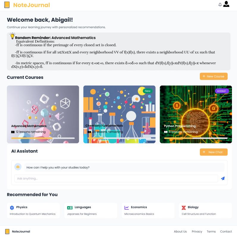NoteJournal App Mockup